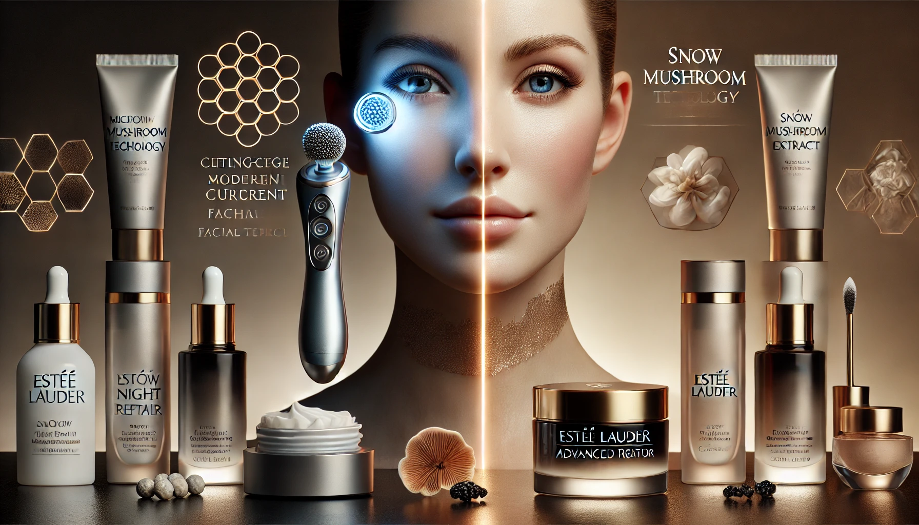 a combination of modern skincare technology and classic beauty essentials.