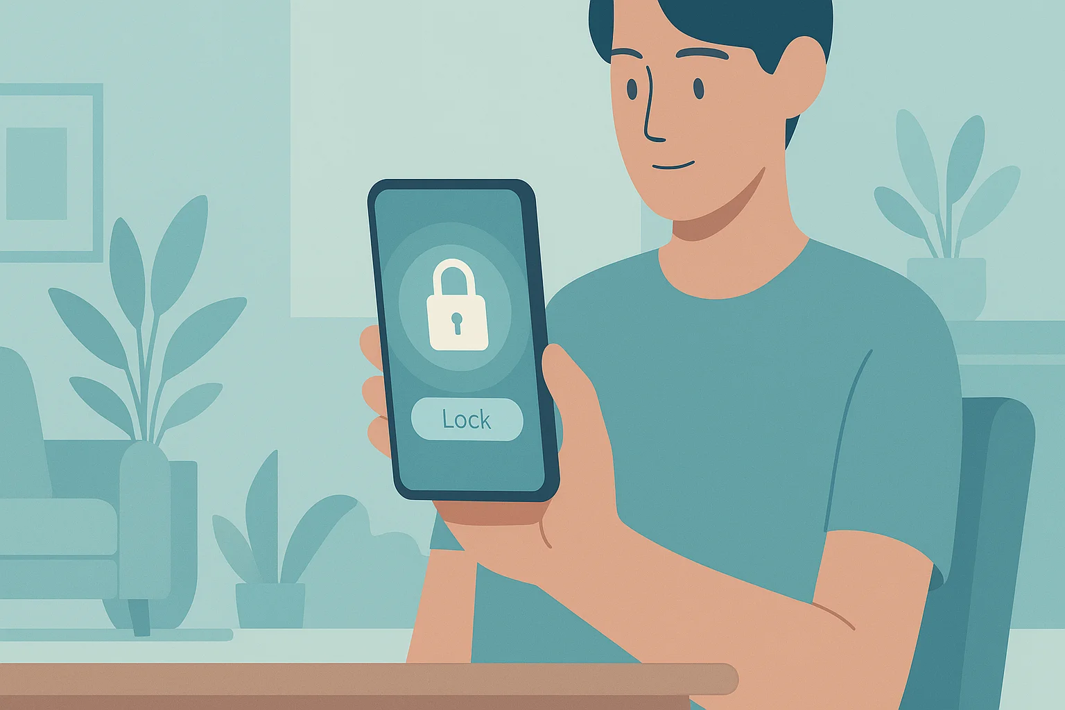 A person sets a reliable password on his smartphone.